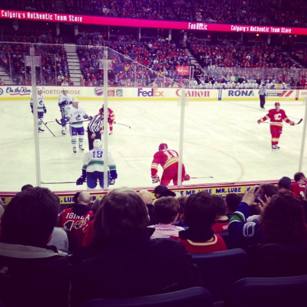 An NHL game between the Calgary Flames and Vancouver Canucks.